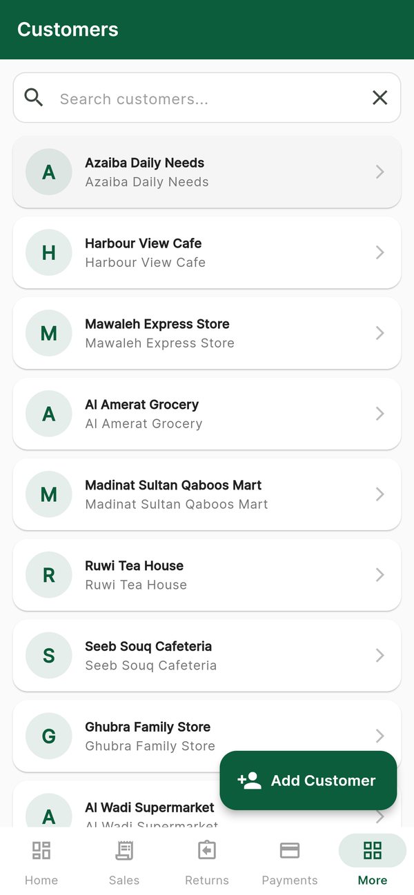 The customer list with search and an Add Customer button